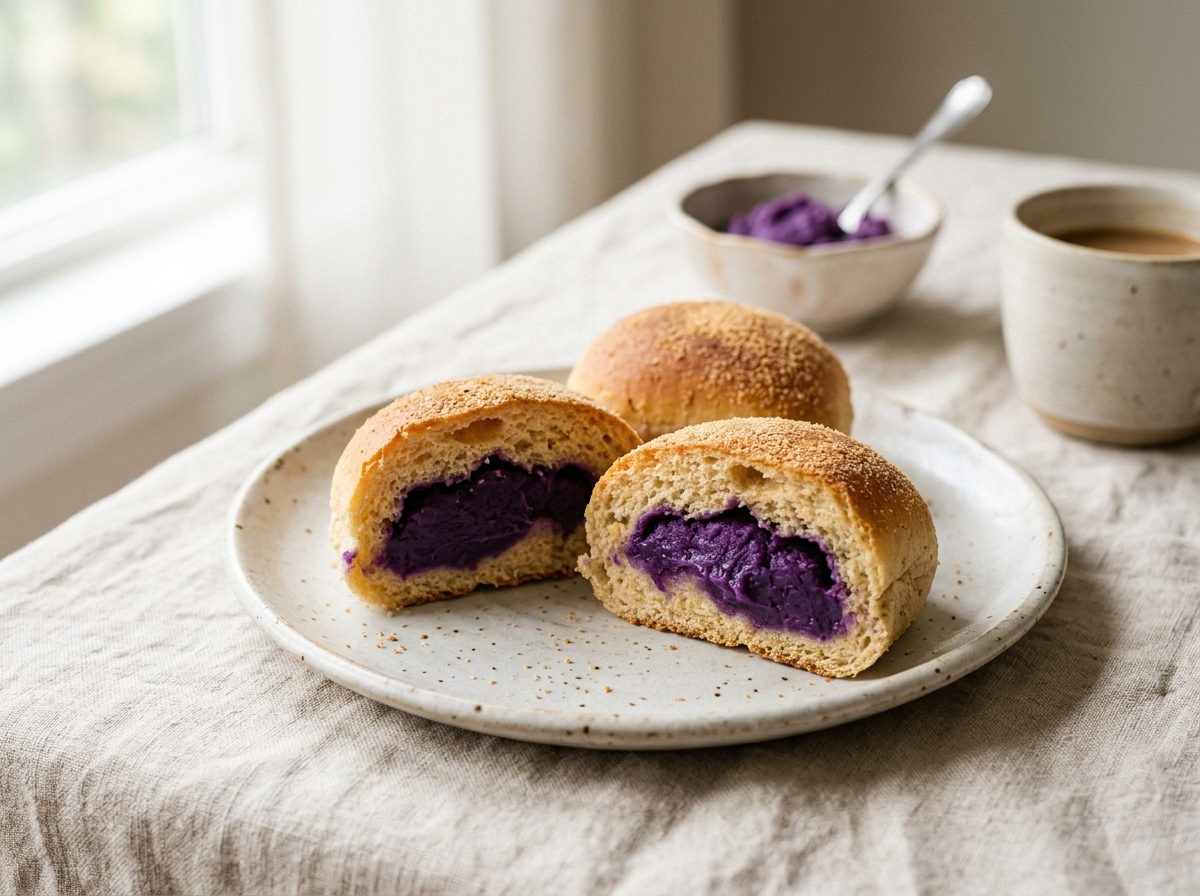 Receta de Pandesal de UBE relleno de queso
